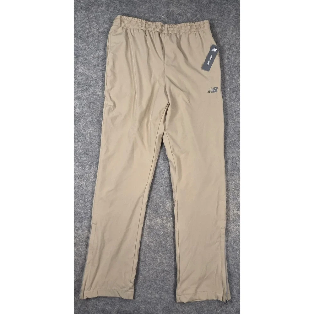 New Balance Mens Mesh Lined Track Pants Tan Khaki Athletic Training Small NWT